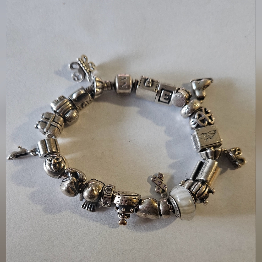 Pandora. Original Pandora clasp snake chain bracelet with charms